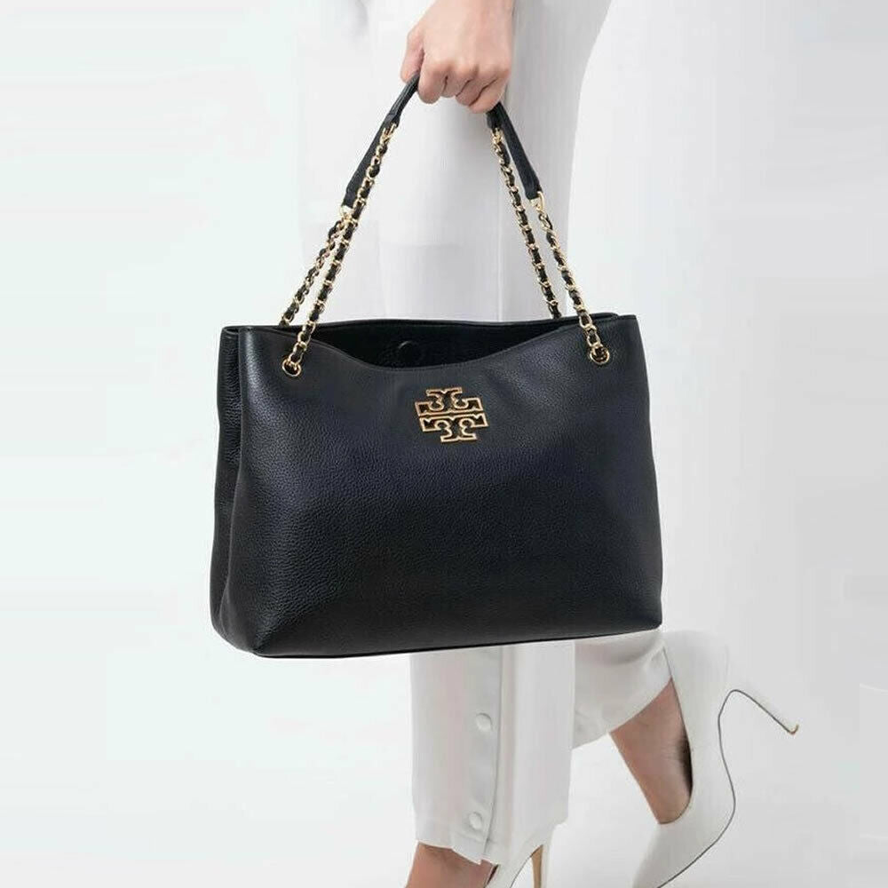 black leather tory burch purse