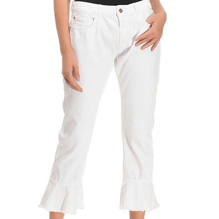 ruffle hem jeans white