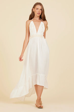 Surf Gypsy Gauze Embroidered Halter Maxi Dress - Libby Story