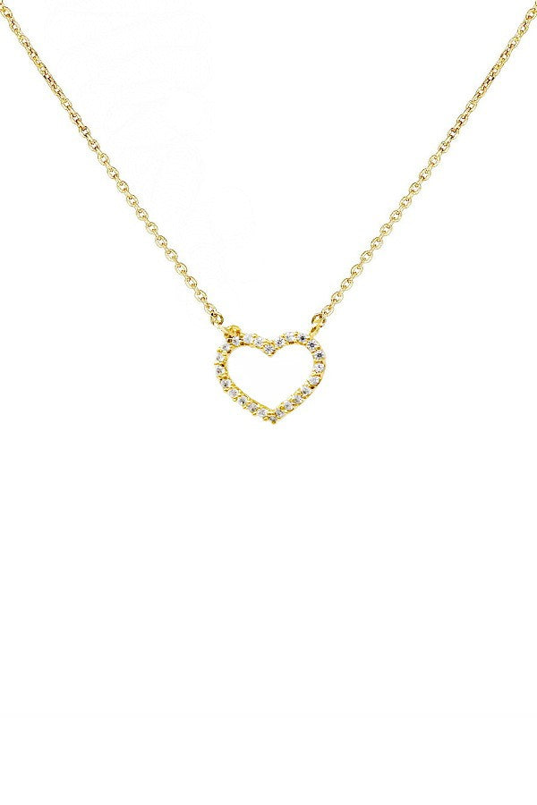 Paved Mini Heart Pendant Short Necklace