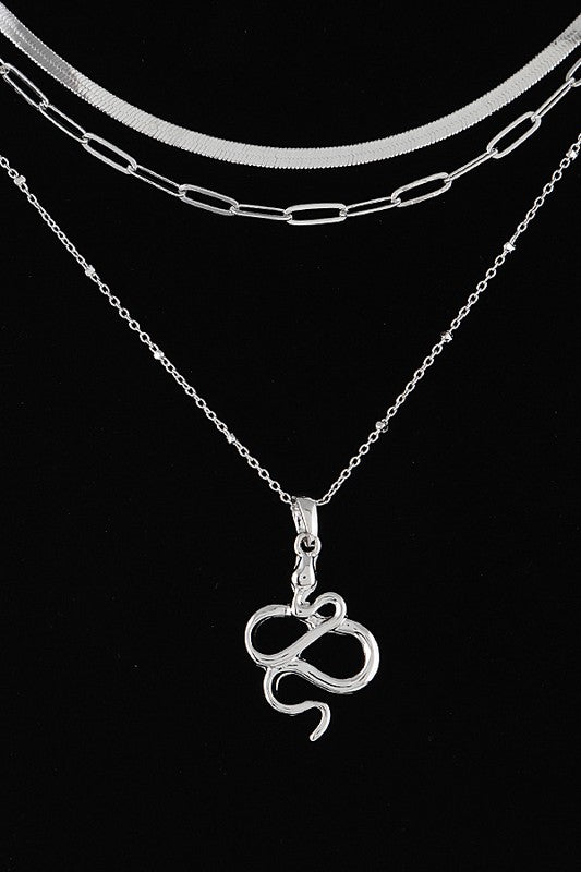 Snake Pendant Layered Necklace