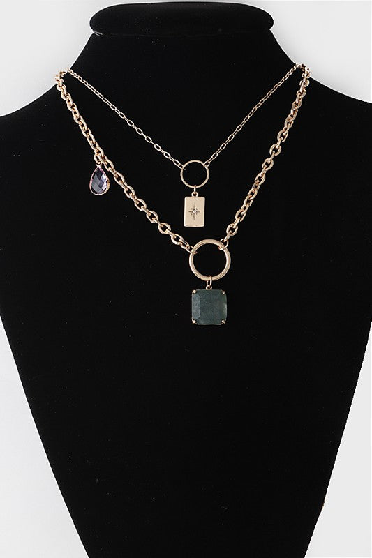 Athena Triple Pendant Chain Necklace