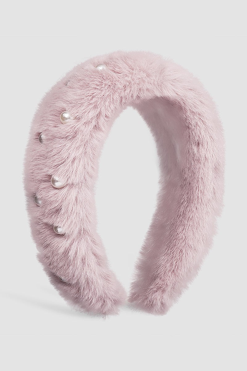 Faux Pearl Soft Plush Headband