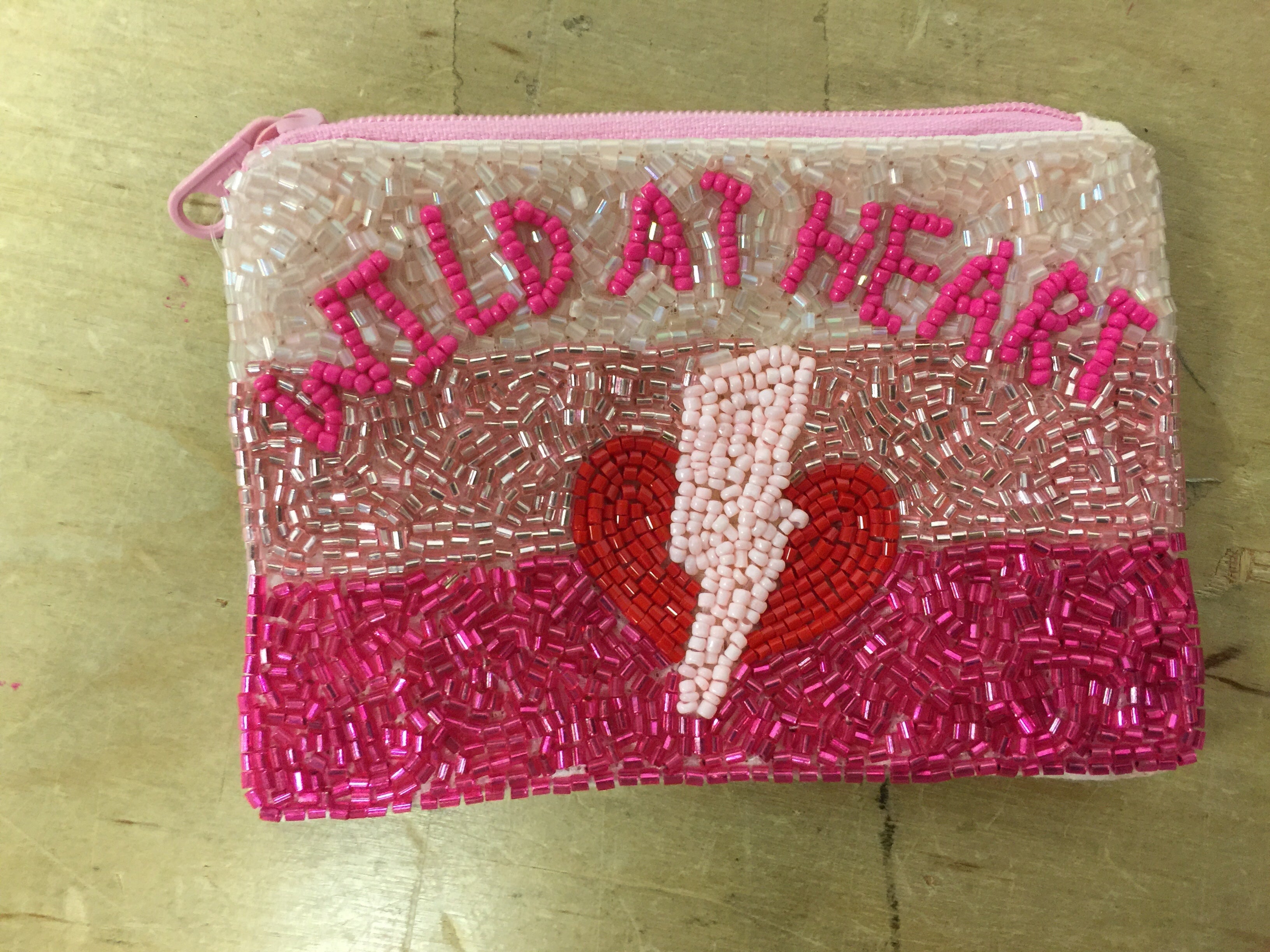 WILD AT HEART Seed Beaded Coin Purse