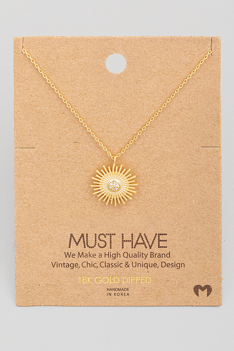 Circle Sun Ray Pendant Necklace