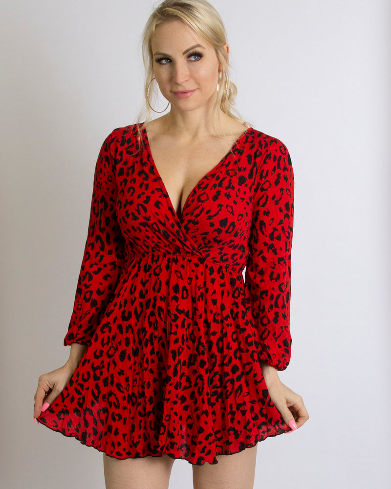 red cheetah dress