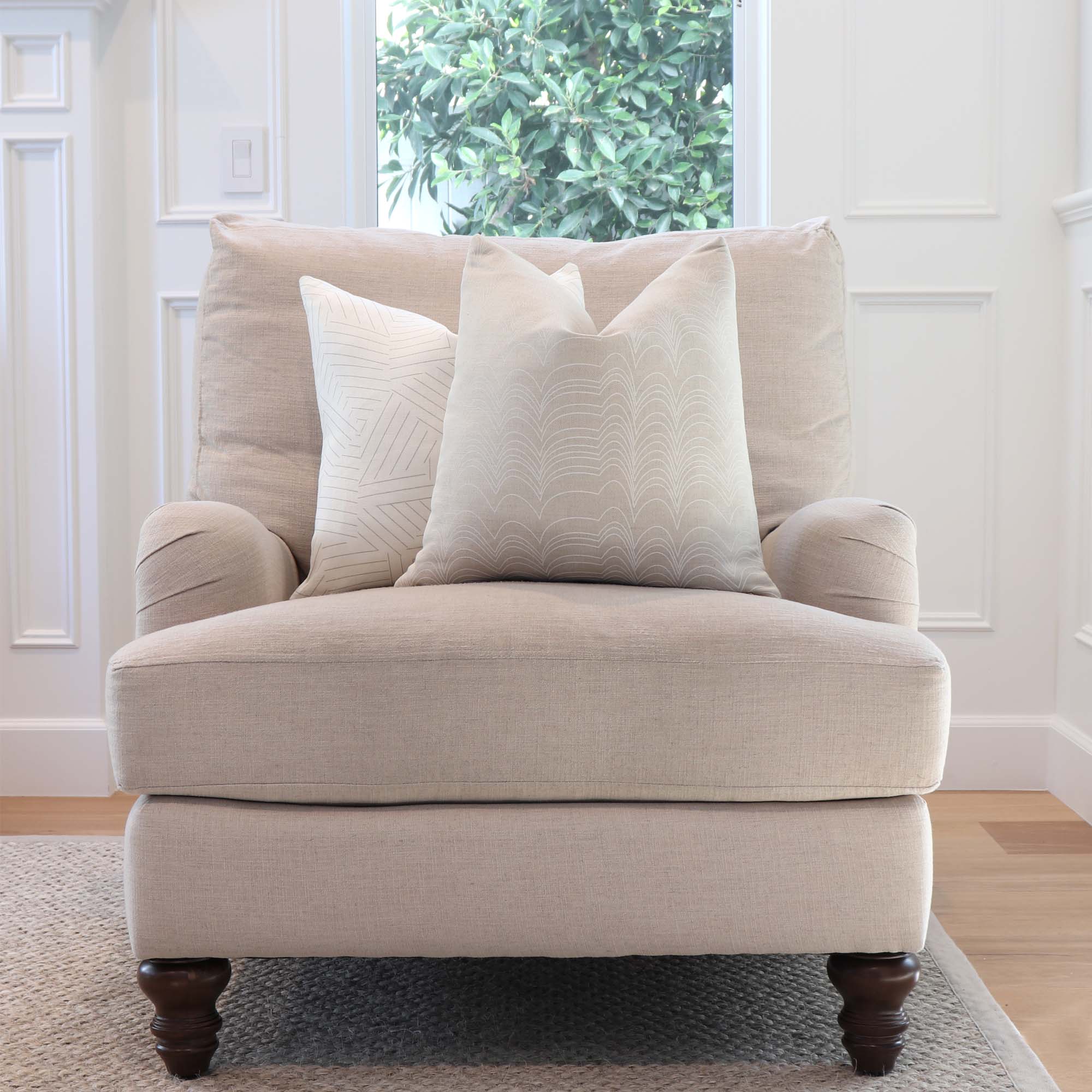 Stain Resistant! Sasso Parchment Neutral Textured Throw Pillow