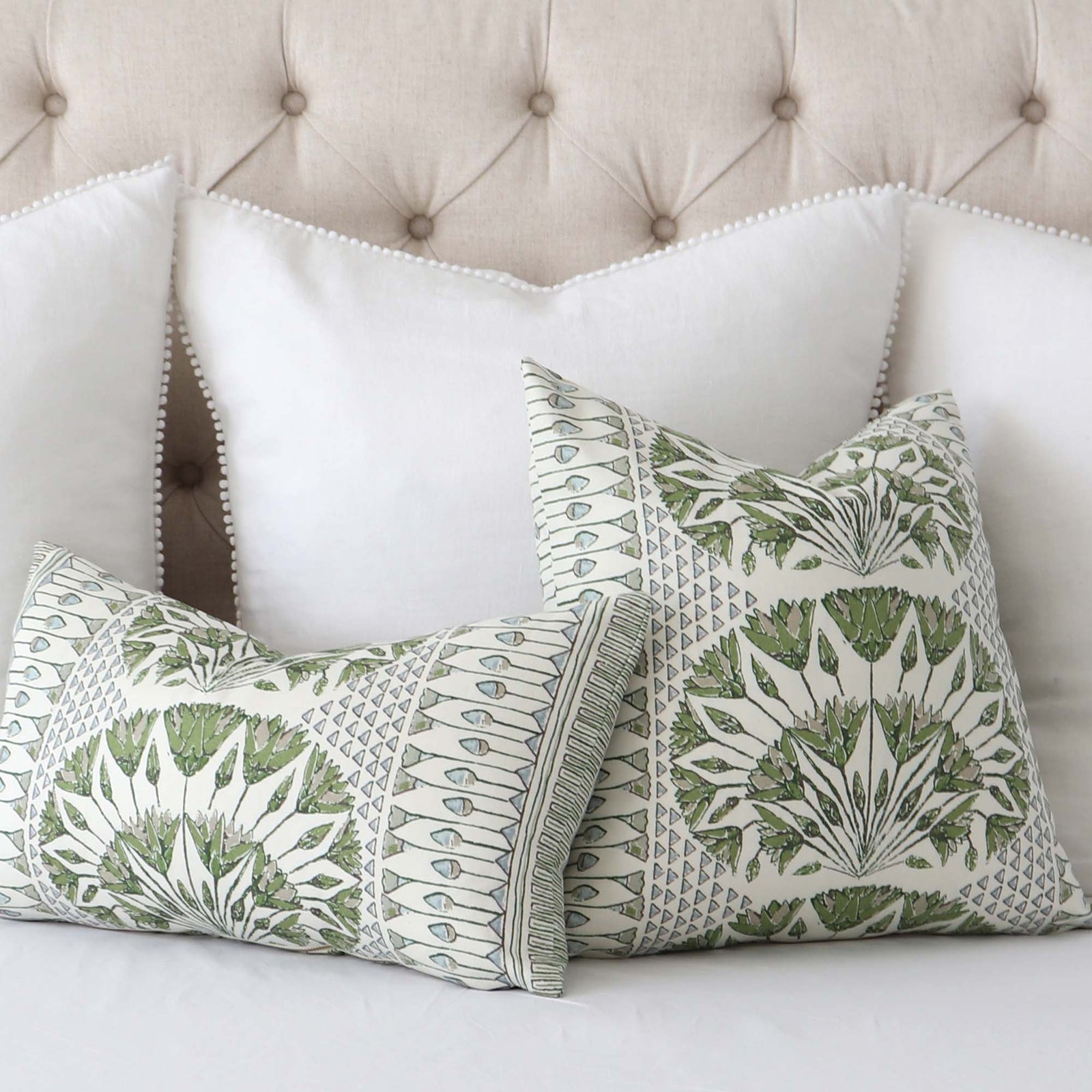 Botanical Thibaut Willow Tree Navy Throw Pillow Cover