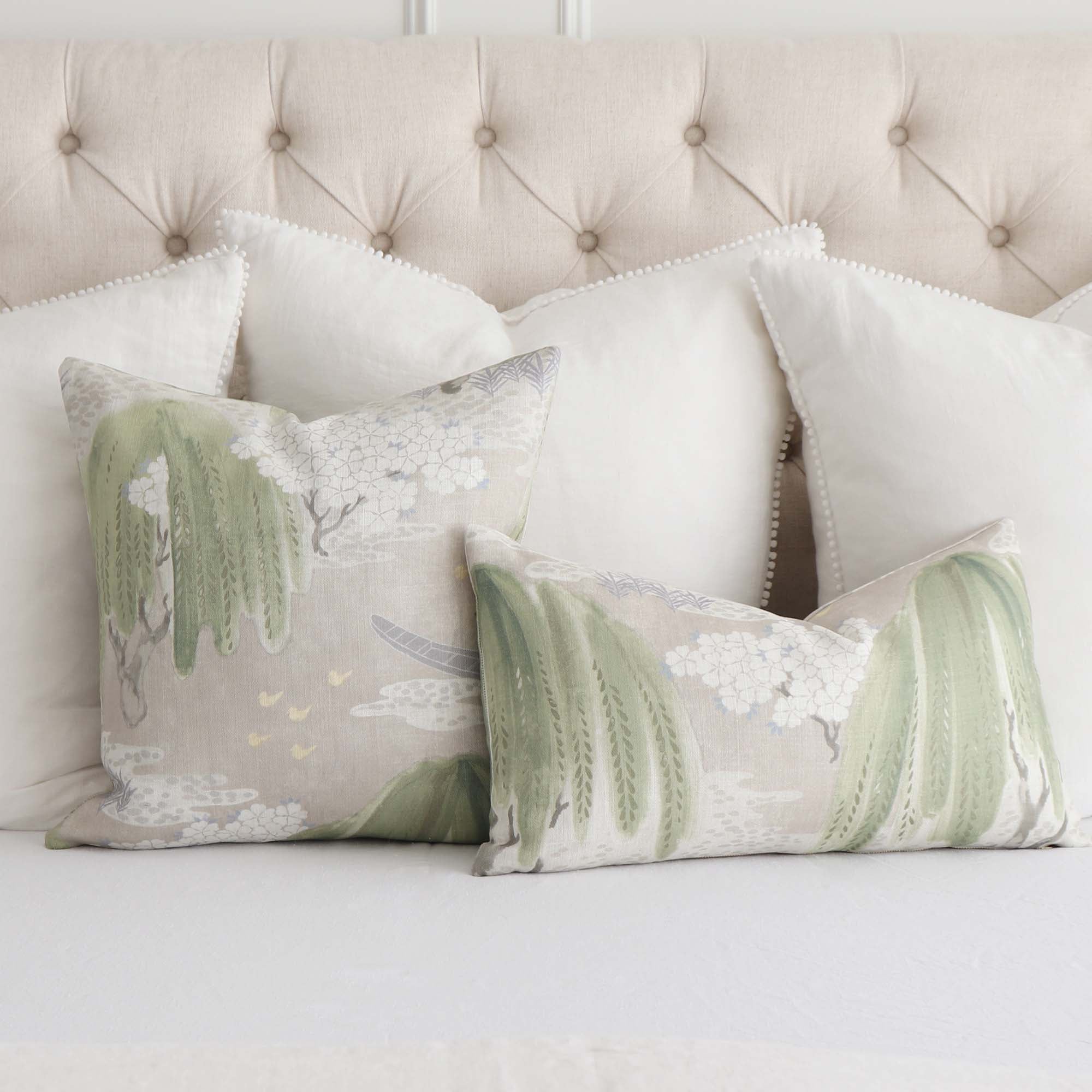 Nehimba Safari Collection: Sage Green & White Decorative Pillow Covers