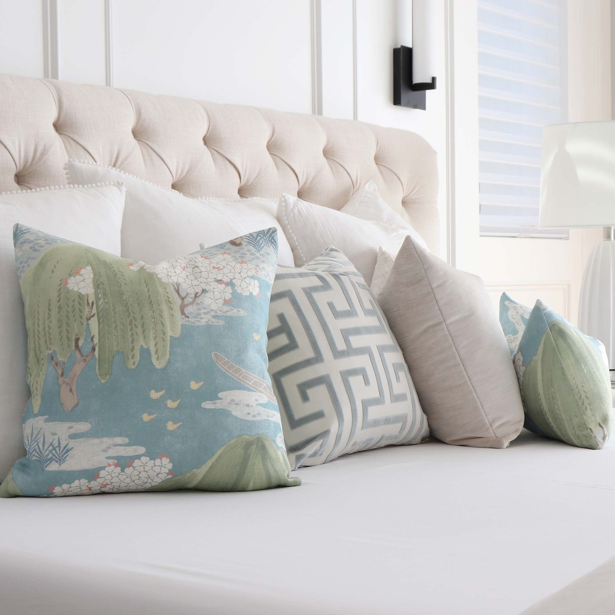 Turquoise Chevron Mudcloth Pillow Cover, –