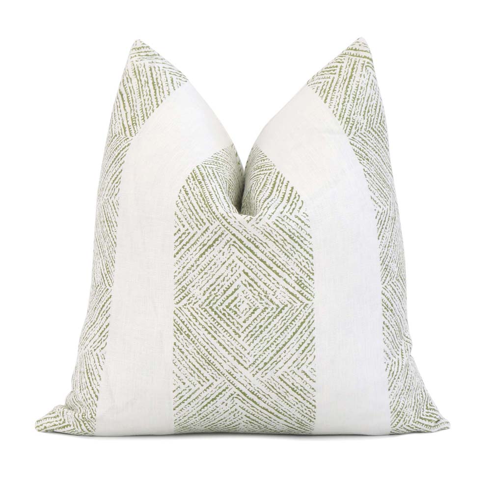 Retro Embroidered Thibaut Nola Green Throw Pillow