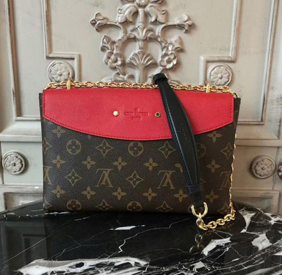 Louis Vuitton Black and Monogram Coated Canvas and Calfskin Padlock on Strap Gold Hardware, 2021, Black Womens Handbag