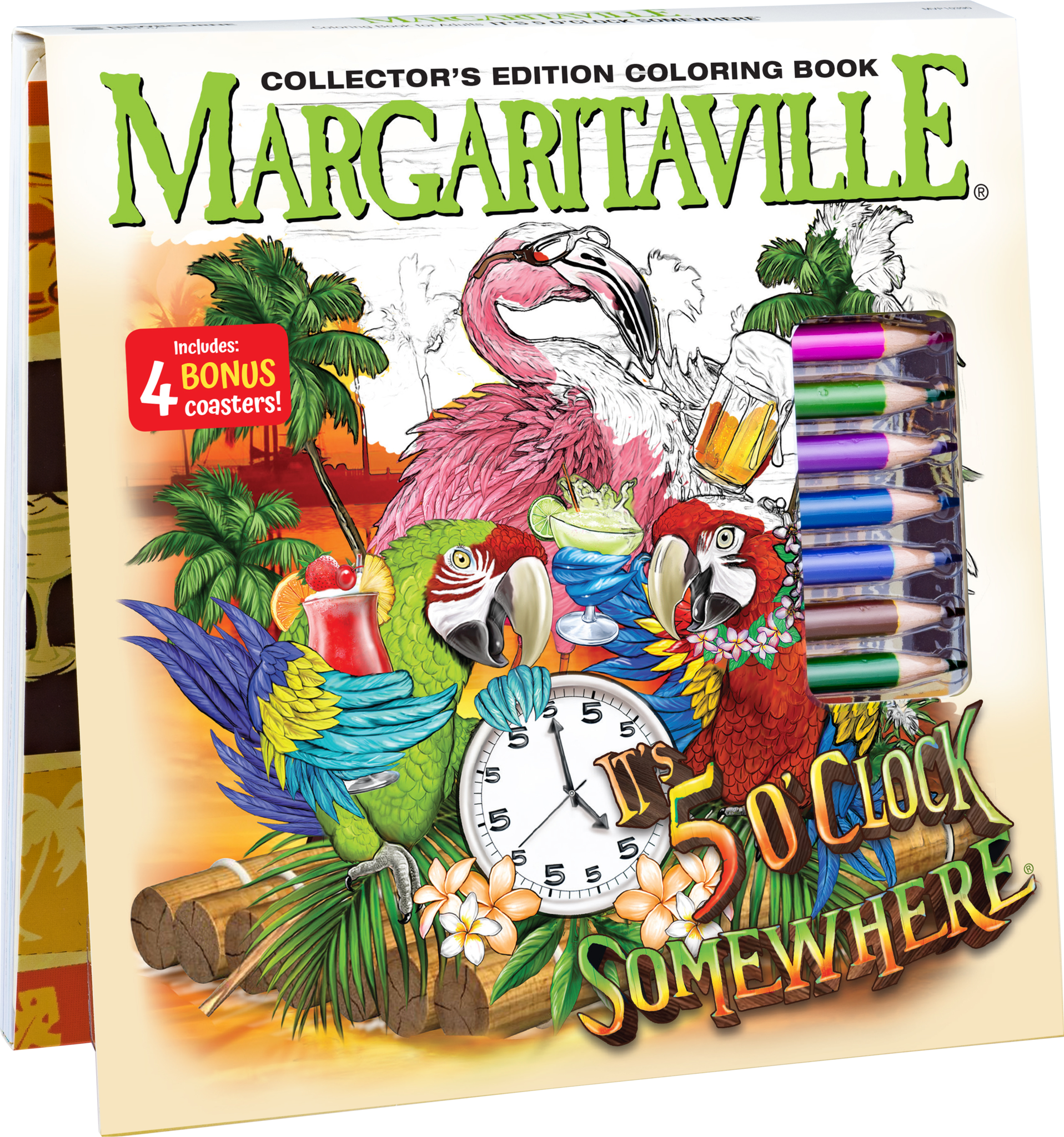 Download Margaritaville 5 O'Clock Somewhere Adult Coloring Book With Pencils - Color With Music