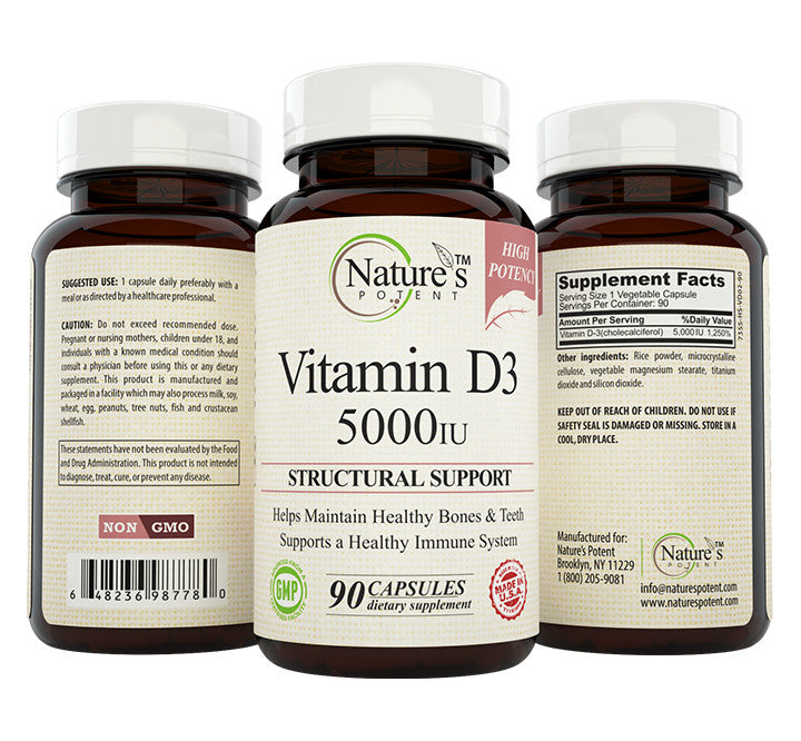 Nature S Potent Vitamin D 3 5000 Iu 90 Capsules