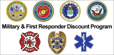 We offer 10% discounts to all members of the military/ armed forces: Air Force, Navy, Marines, Army, Coast Guard, Reserves, Guard, Students, and first responders!