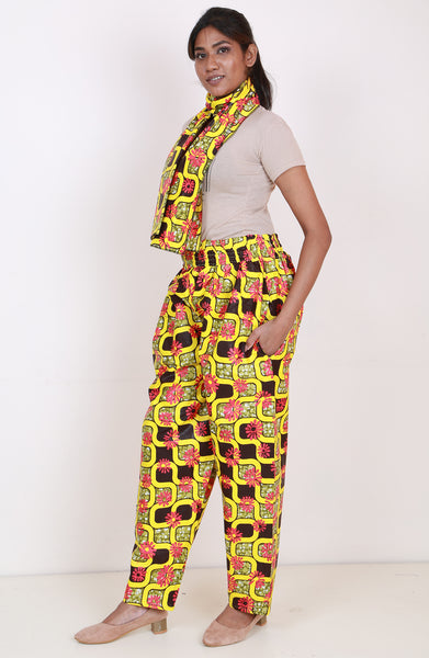 Women's African Printed Pant with Matching Scarf - FI-83