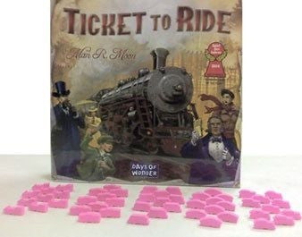 pink wooden train set