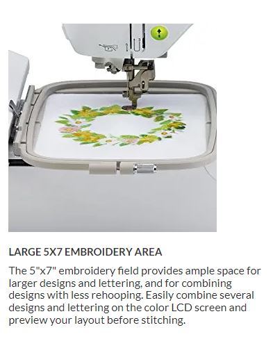 Brother SE1900 Sewing and Embroidery Machine w/ 240 stitches and 5in x 7in Embroidery area