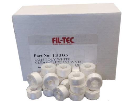 FilTec- 60400 Prewound Class 15/A Bobbins- 90wt Clear Poly Thread WHIT