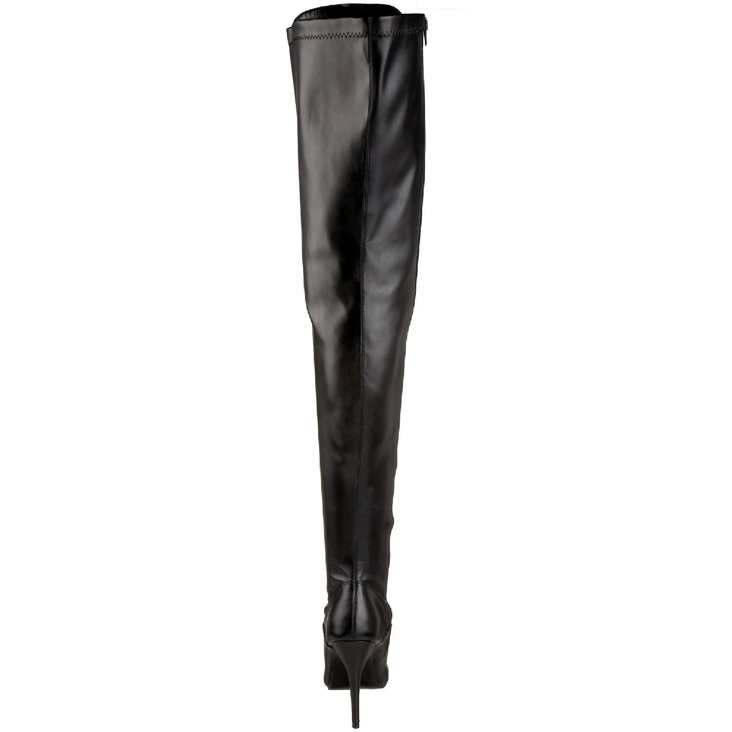 PLEASER SEDUCE-3024 Black Stretch Pu Thigh High Boots