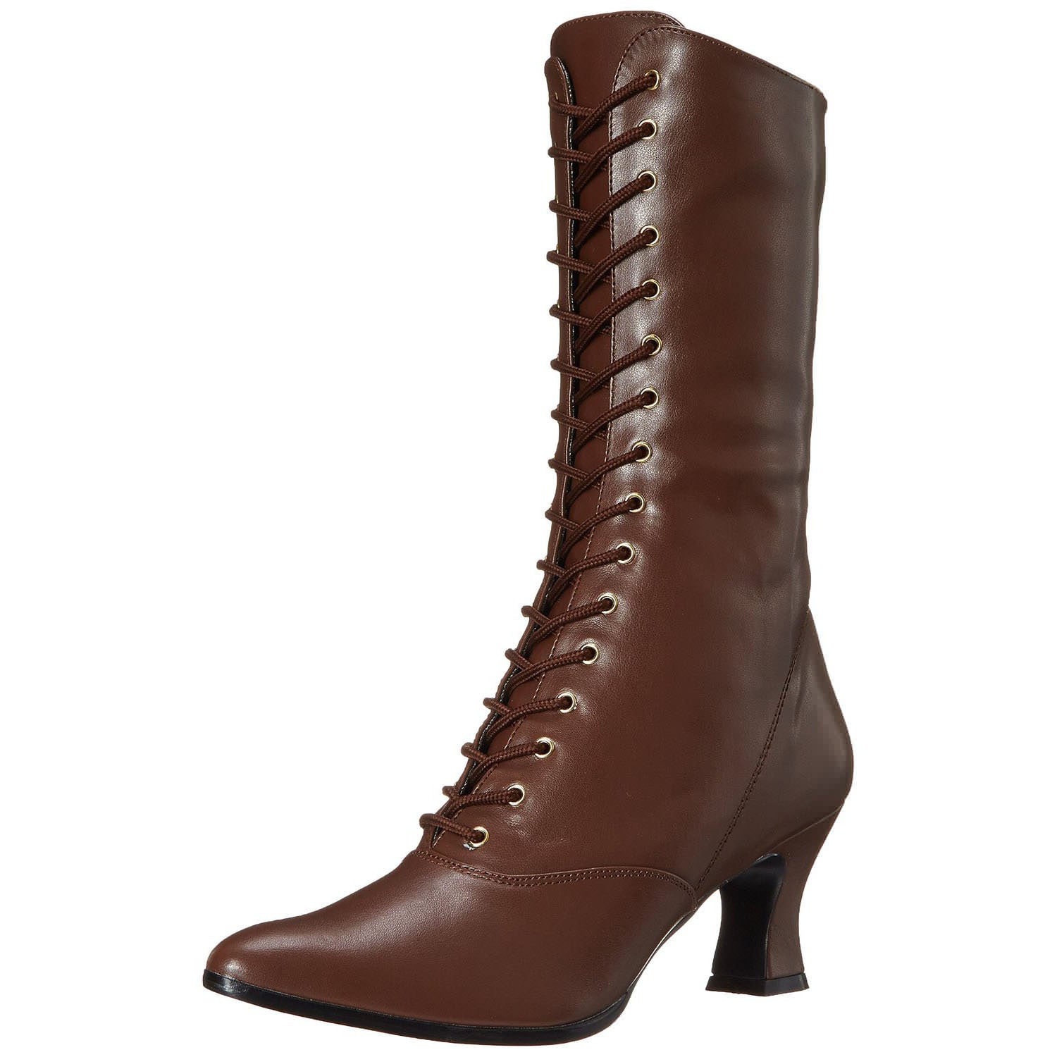 FUNTASMA VICTORIAN-120 Witch Pioneer Granny Brown Boots | Shoecup.com