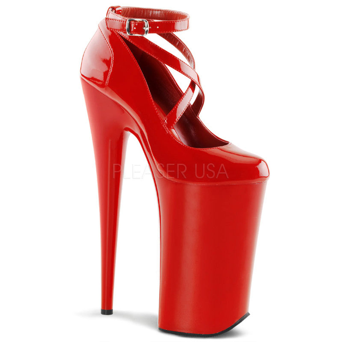 red pleaser high heels