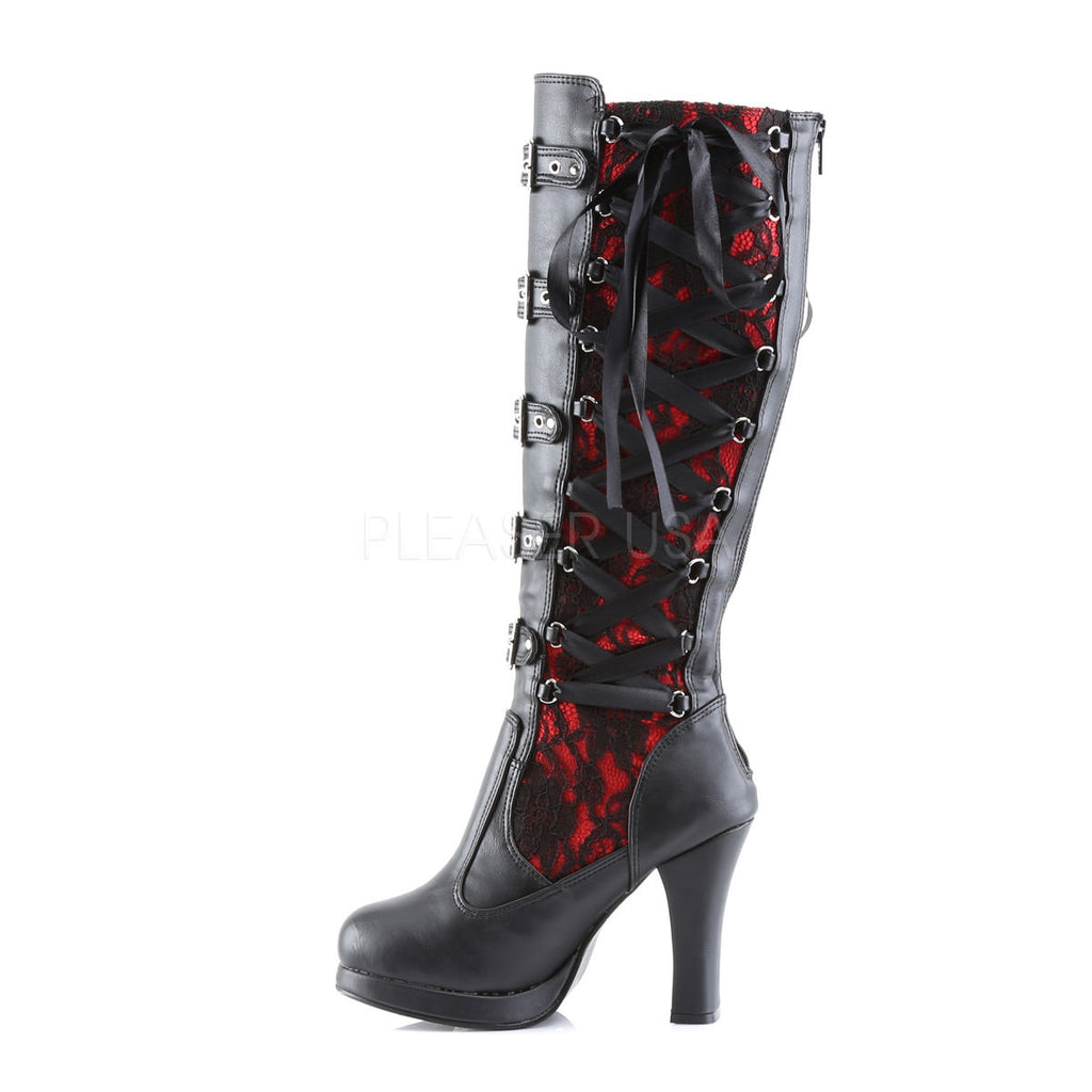 DEMONIA CRYPTO-106 Black-Red Pu Vegan Boots | Shoecup.com
