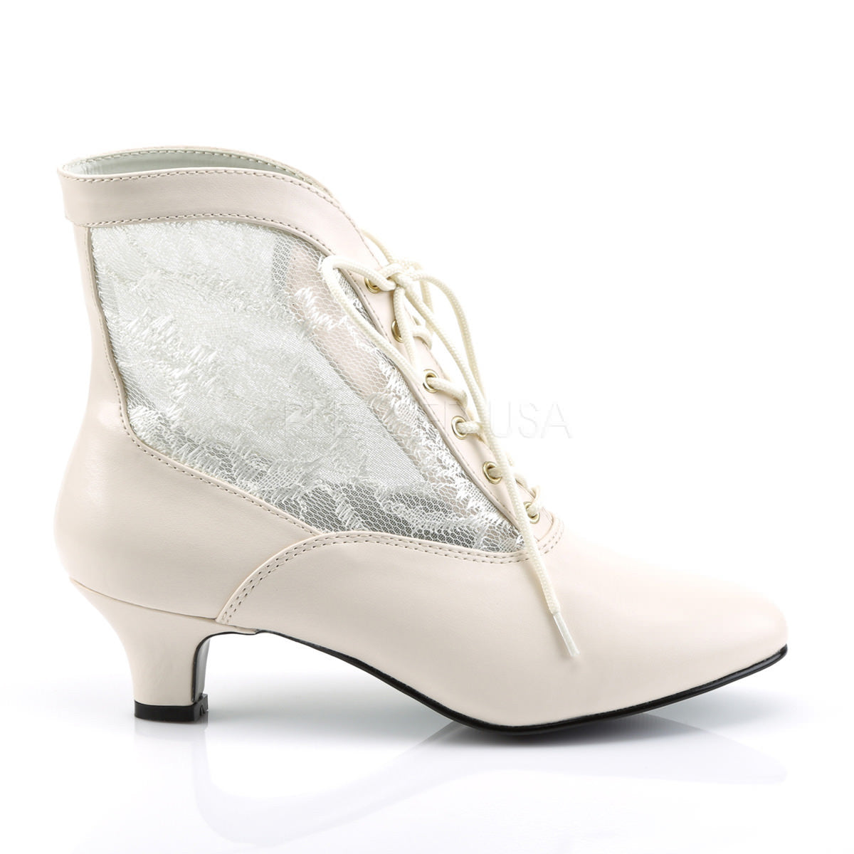 Ivory Victorian Granny Boots With Lace Accent | FUNTASMA DAME-05 ...