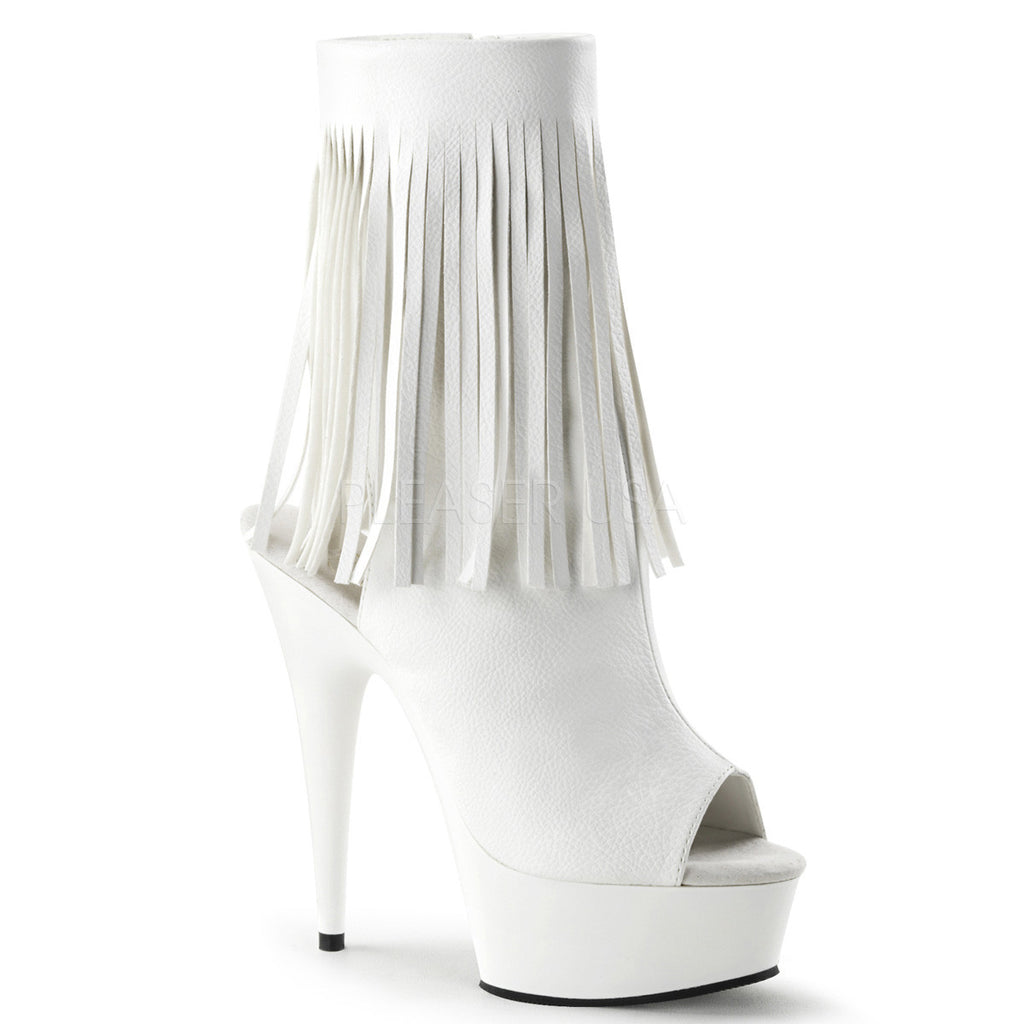 Pleaser DELIGHT-1019 White Pu Open Toe Ankle Boots – Shoecup.com