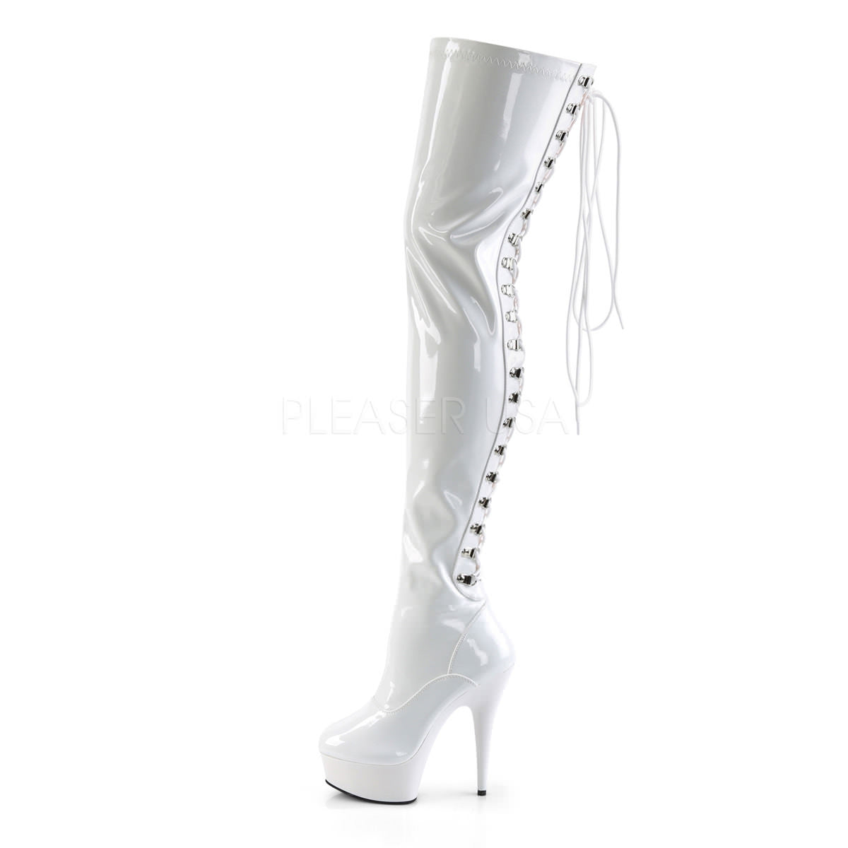 white latex boots