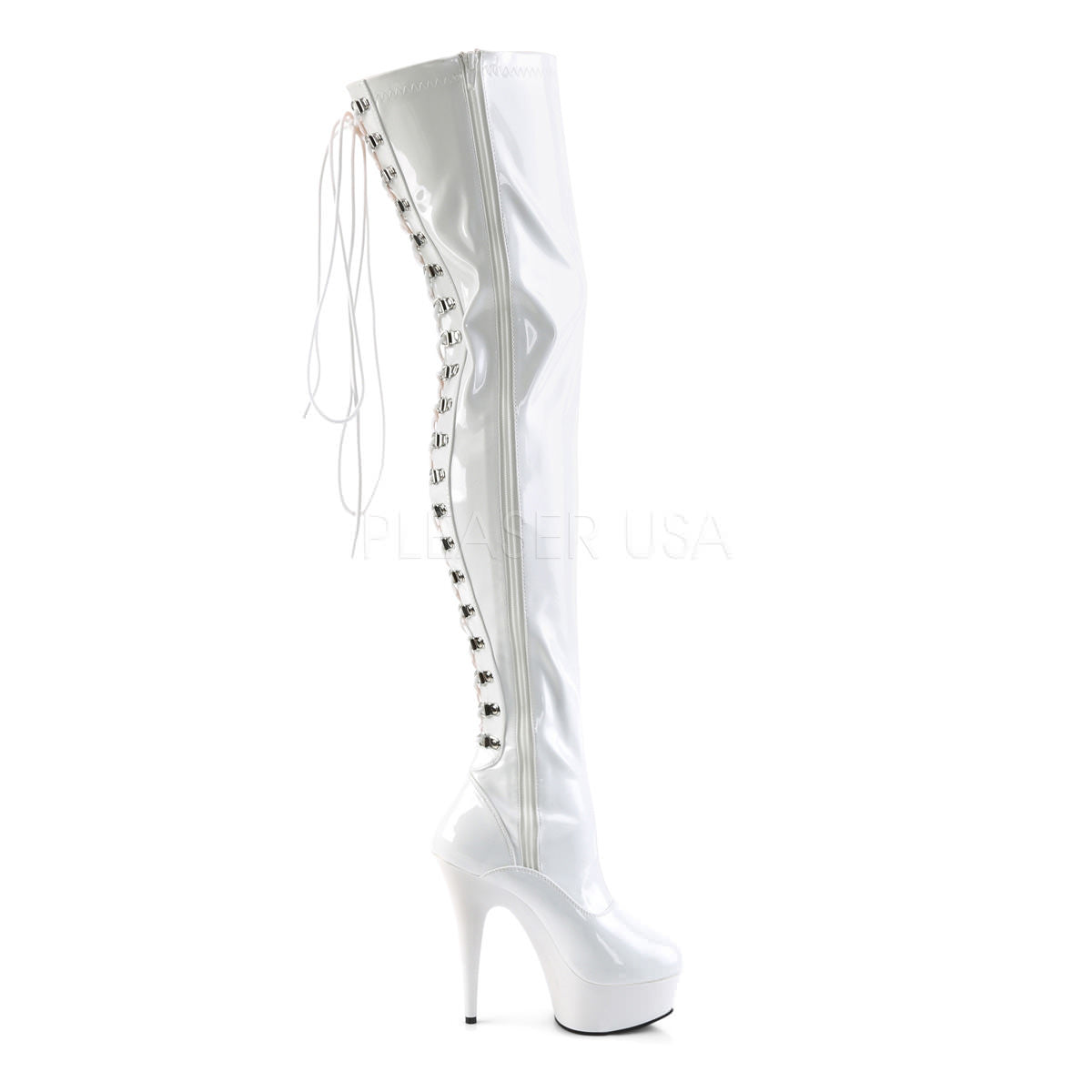 white pleaser boots