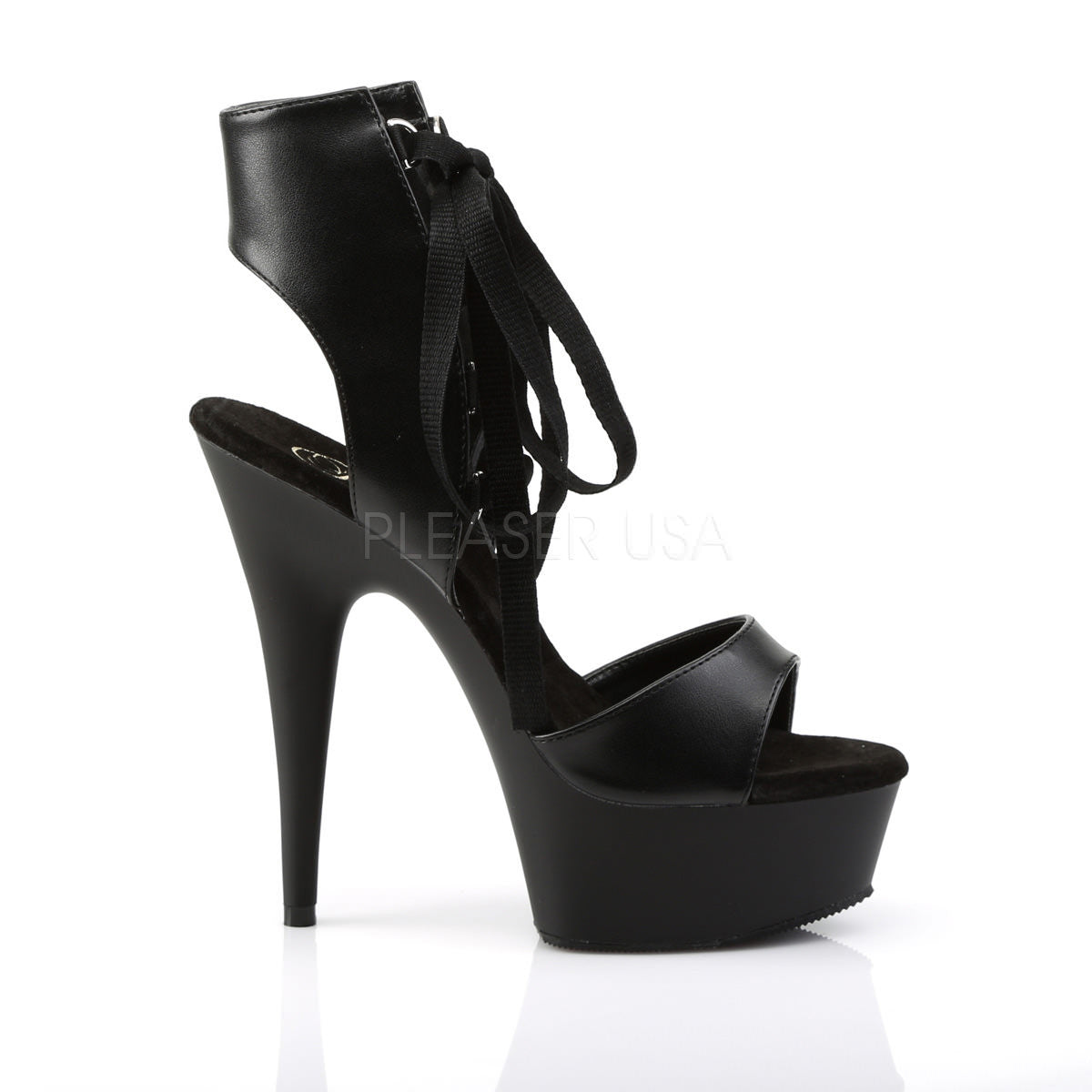 PLEASER DELIGHT-600-14 Black Pu- Black Ankle Boots | Shoecup.com