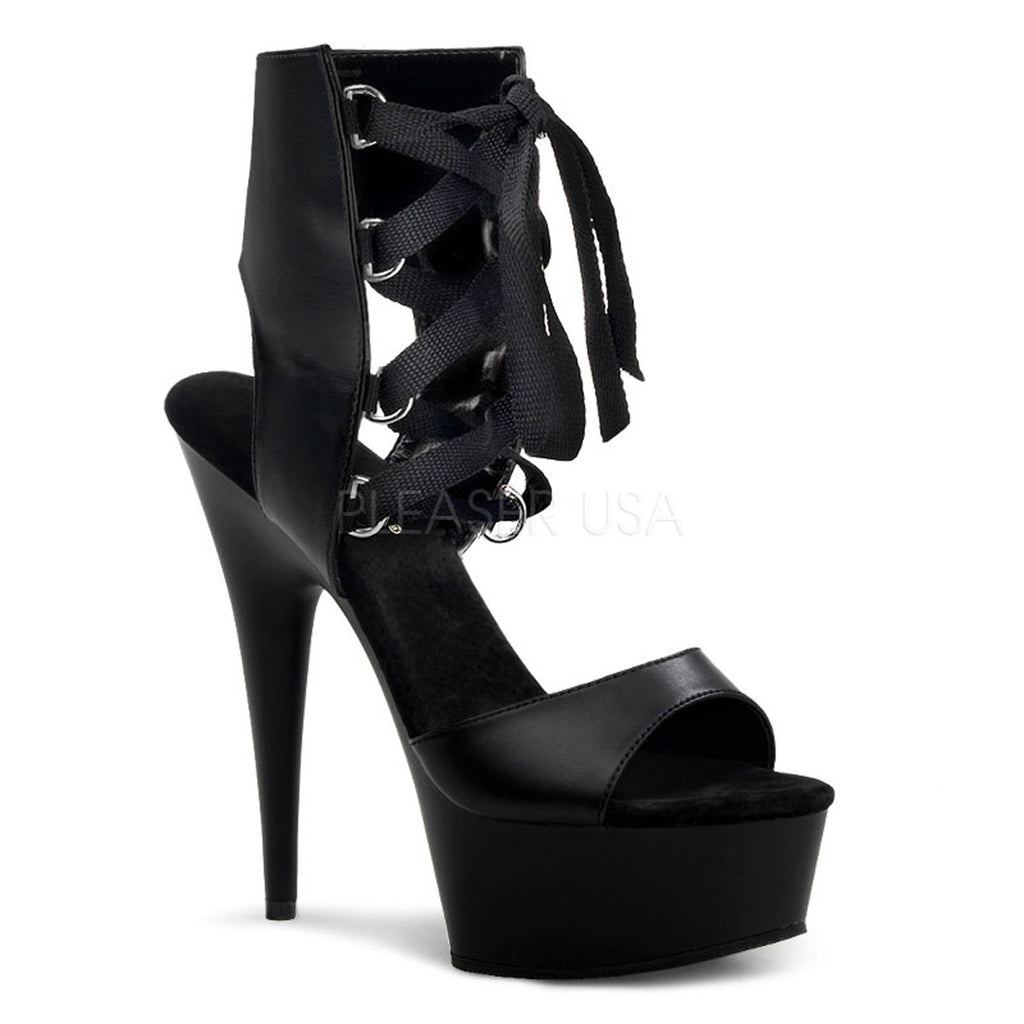 PLEASER DELIGHT-600-14 Black Pu- Black Ankle Boots | Shoecup.com