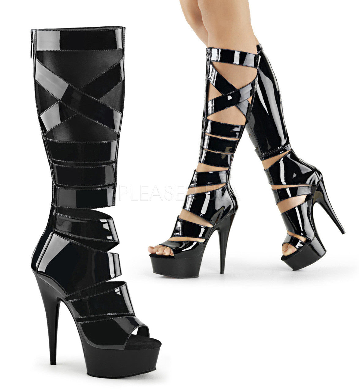 black gladiator boots