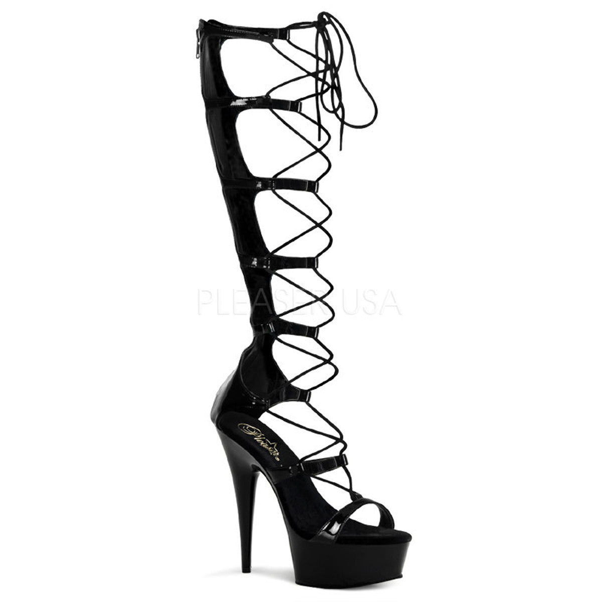 pleaser lace up heels