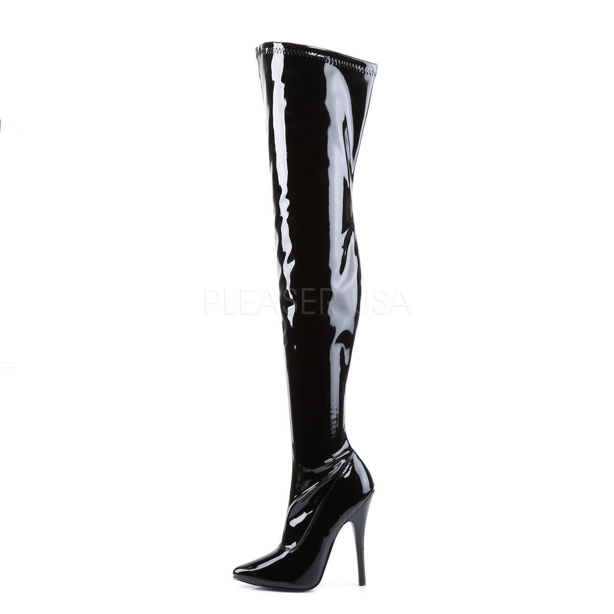 DEVIOUS DOMINA-3000 Black Stretch Pat Thigh High Boots#N# – Shoecup.com