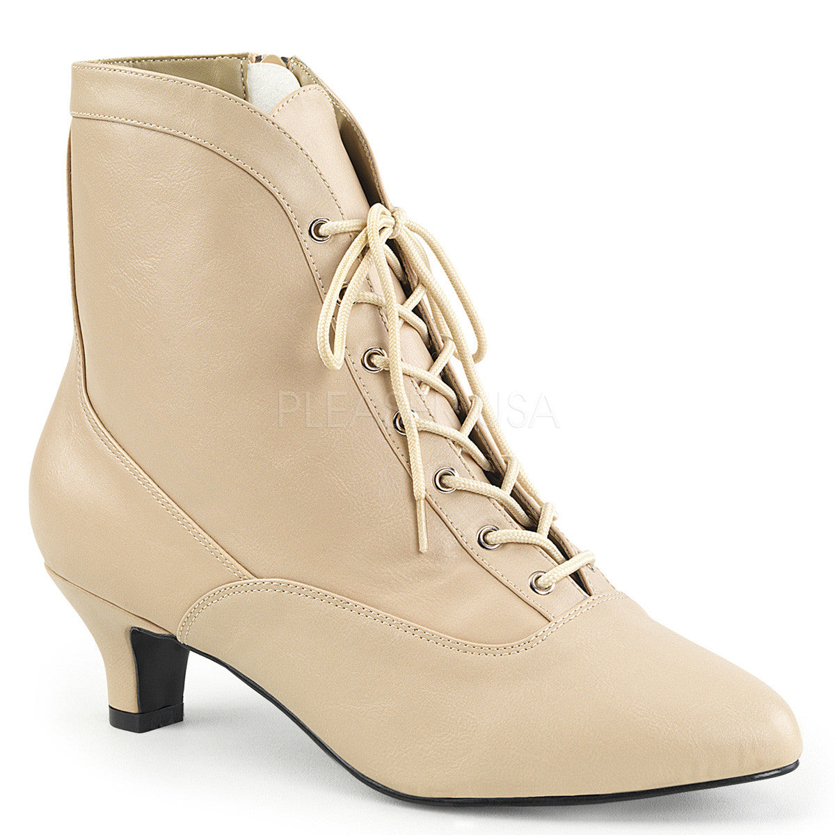 2 Inch Heel Cream Plus Size Ankle Boots For Cross Dresser | FAB-1005 ...