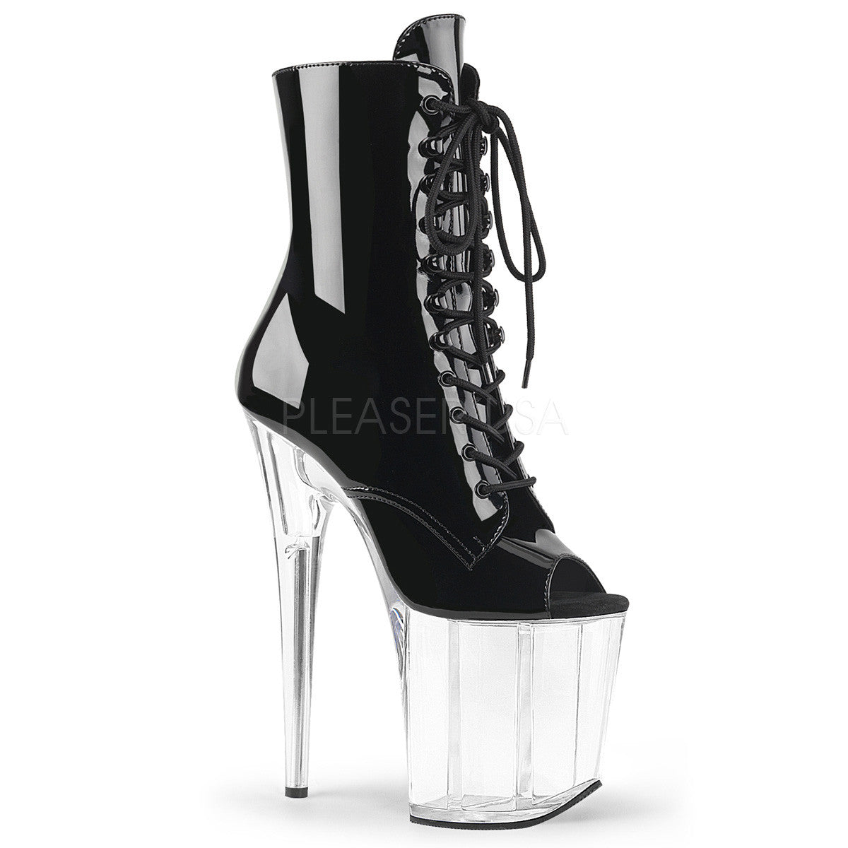 Pleaser FLAMINGO-1021 Black Pat-Clear 