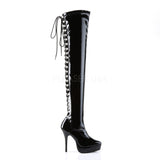 DEVIOUS INDULGE-3063 Black Stretch Pat Thigh High Boots – Shoecup.com