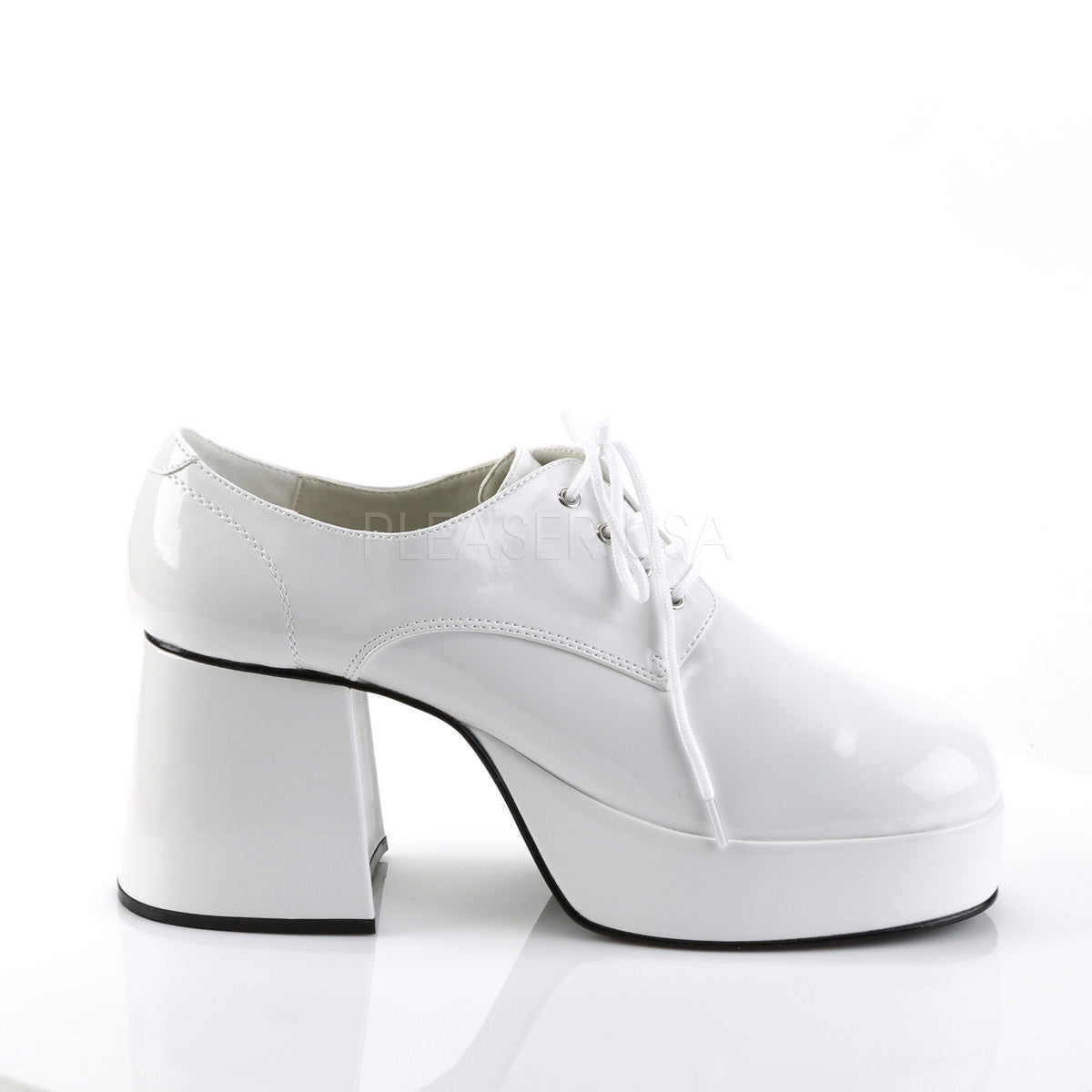 Men's White Pat Disco 70s Platform Retro Costume Shoes 3