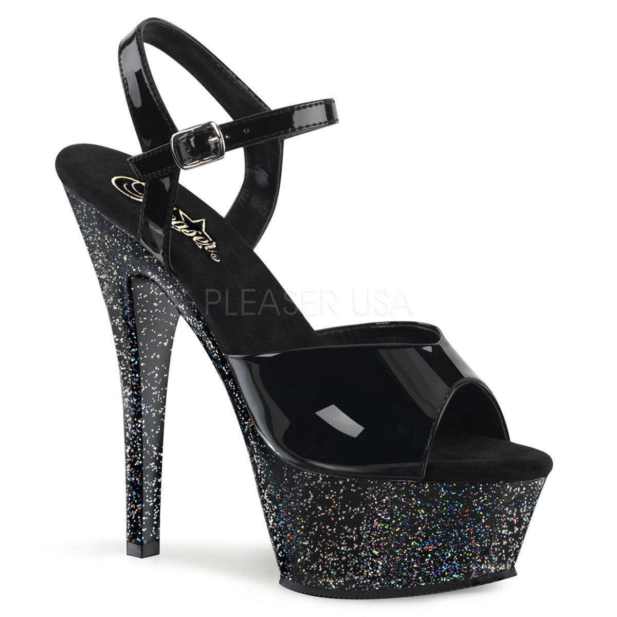 Pleaser KISS-209MG Black Ankle Strap Sandals – Shoecup.com