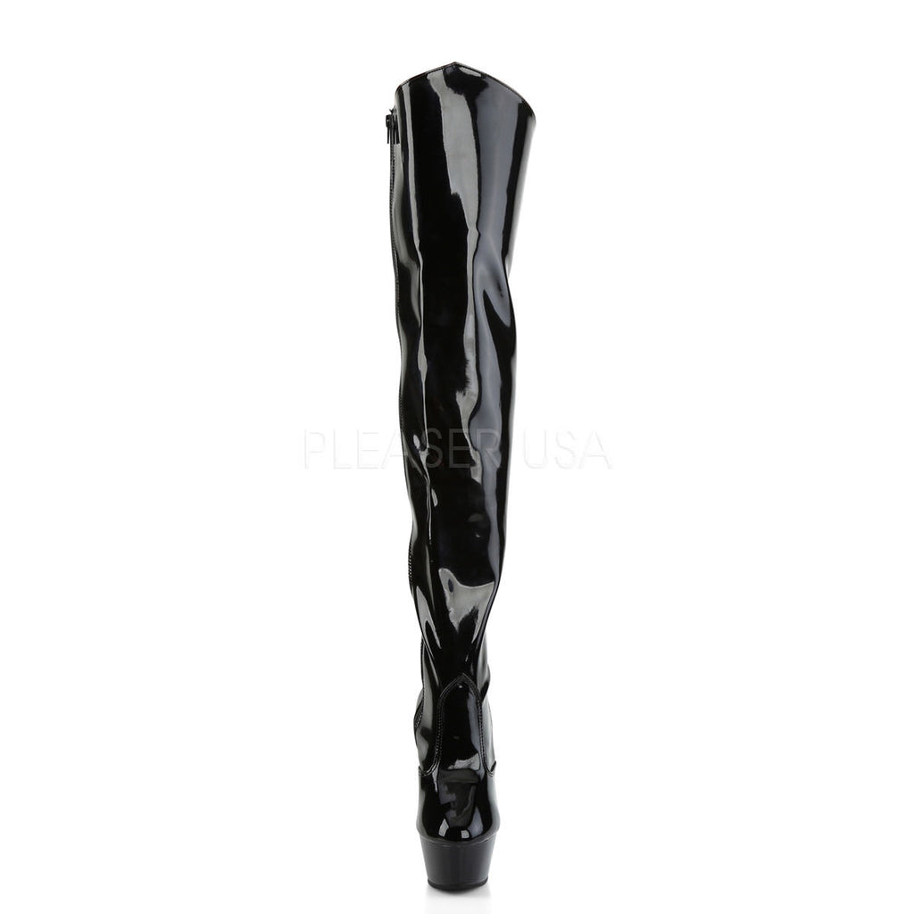 PLEASER KISS-3010 Black Pat Thigh High Boots | Shoecup.com