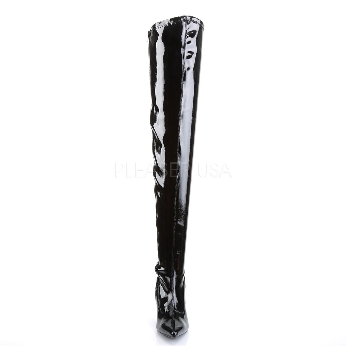 FUNTASMA LUST-3000 Black Stretch Pat Thigh High Boots – Shoecup.com