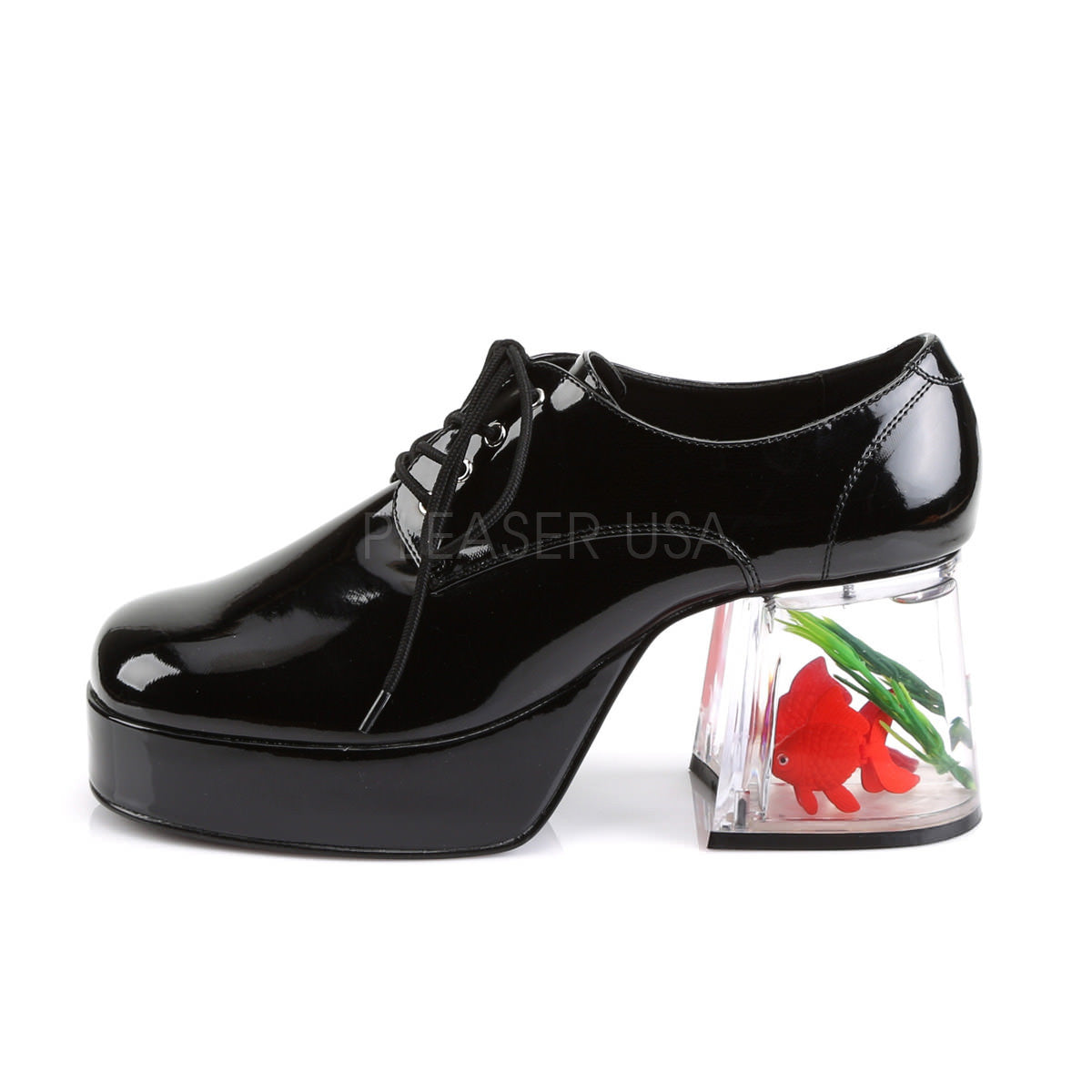 mens platform shoes with goldfish