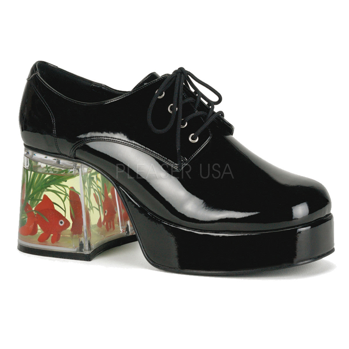 Black Disco Platform Shoes With Fish 