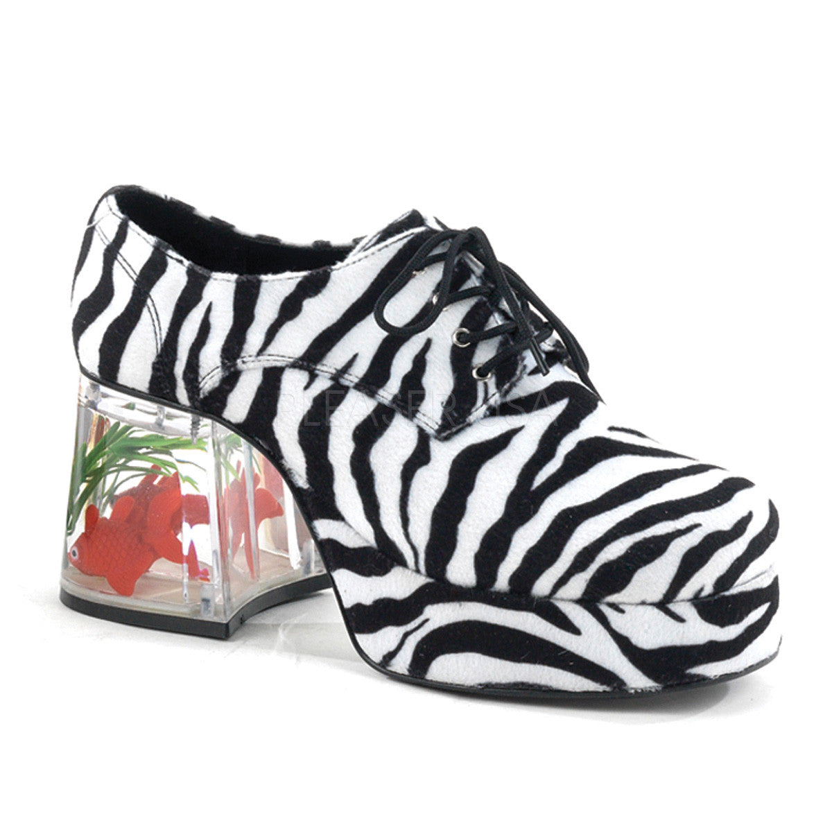 zebra platform heels