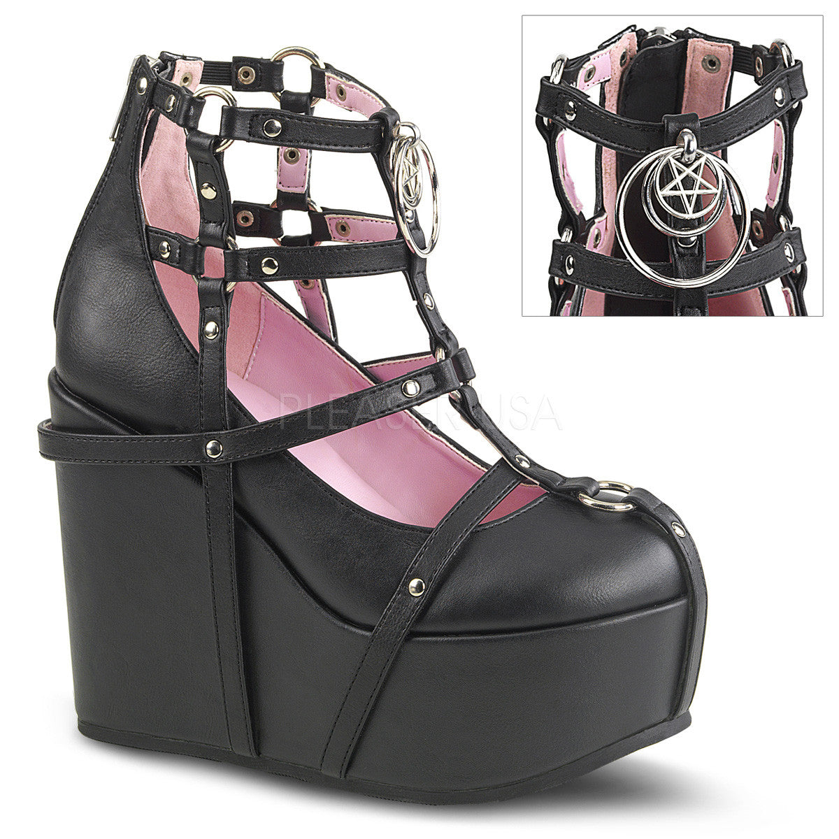 Demonia POISON251 Black Platform Wedges