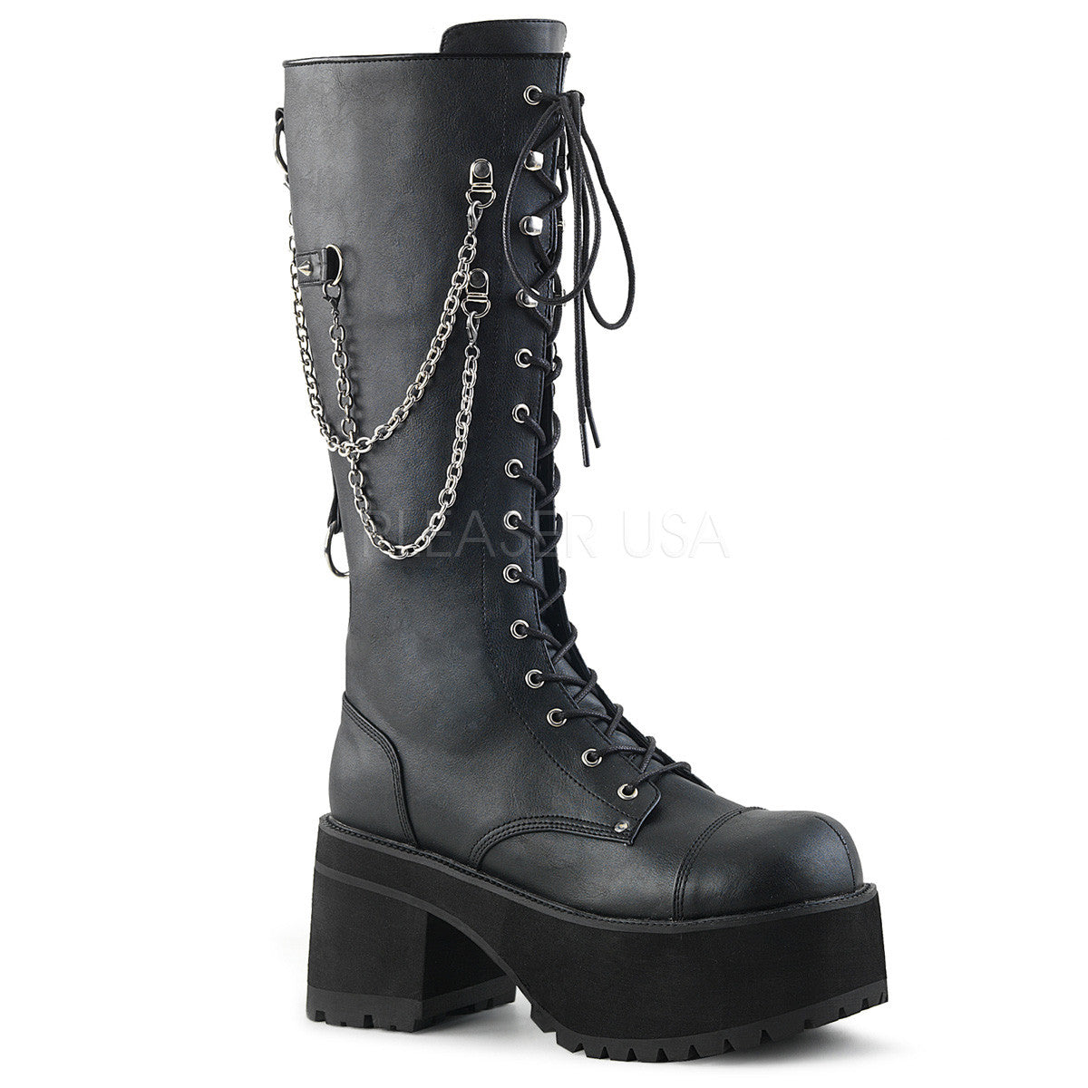 platform combat boots knee high