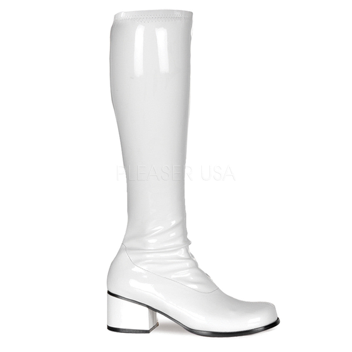 FUNTASMA RETRO-300 White Stretch Pat Gogo Boots | Shoecup.com