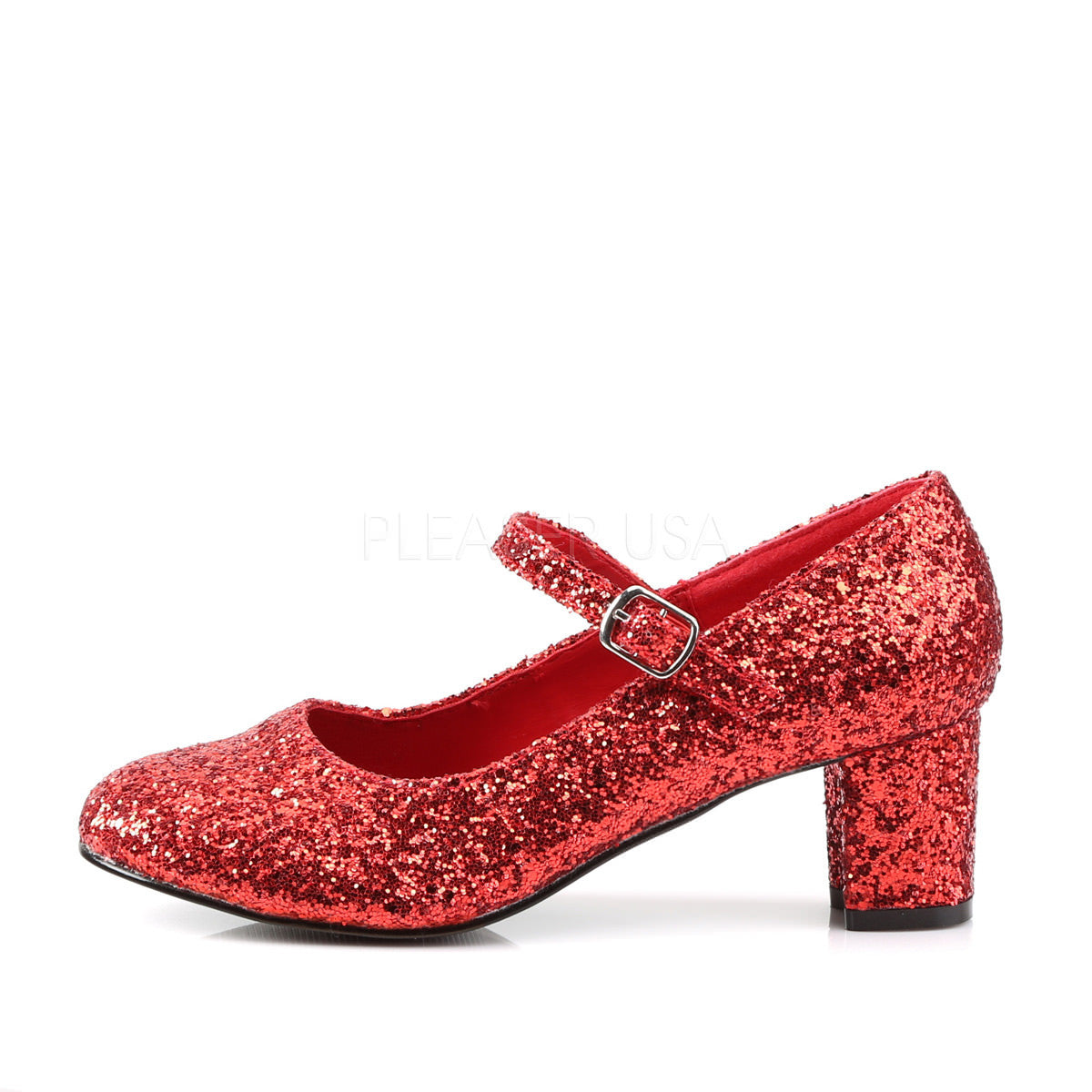 red glitter shoes girl